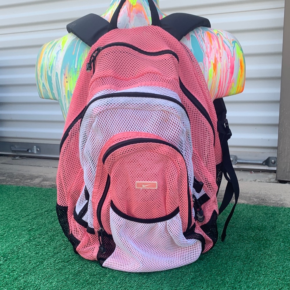 Nike Pink and Black Mesh Backpack